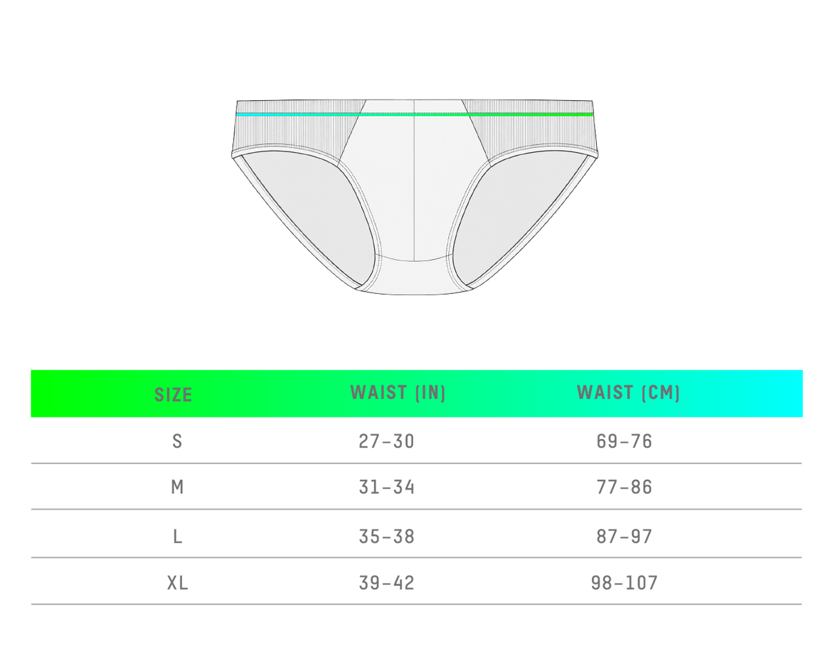 HUNK size chart - Blocky Swim Brief
